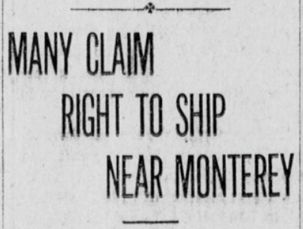 Newspaper headline from Santa Cruz Evening News 17DEC1923 p2 col5 of shipwreck Flavel