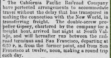 Newspaper clipping from Sacramento Daily Union 25JUN1869 of shipwreck Gipsy