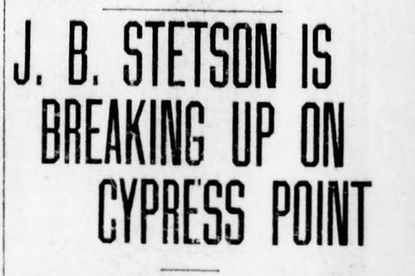 Newspaper headline from Santa Cruz Sentinel 5SEP1934 p1 col8 of shipwreck J.B. Stetson