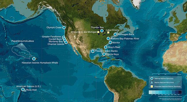 Office of National Marine Santuaries Satellite Map