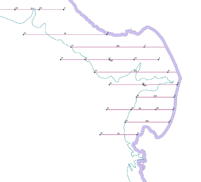 simple map of transect lines