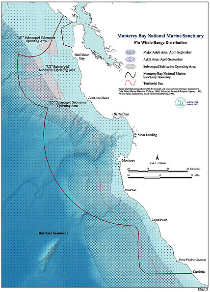 Chart 5 -- Fin Whale Range Distribution. 
