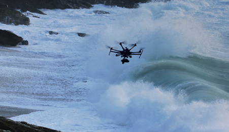 drone aircraft over surf