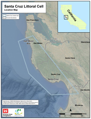Map of Overview for Santa Cruz Littoral Cell Study Area