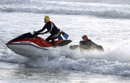 rescue jet ski in action