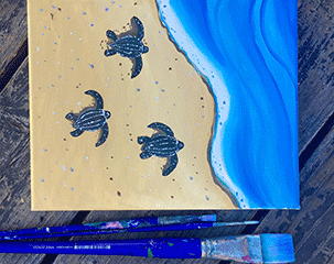 image of leatherback sea turtle art and paint brushed by Anastasiya Bachmanova